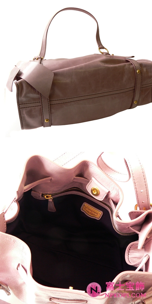 ミュウミュウ MIUMIU ショルダーバッグ リボン×巾着デザイン レザー チェリー(MUGHETTO) RR1312 VIT